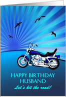 Husband Birthday Motorbike Sunset card