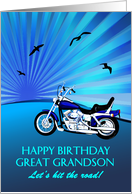 Great Grandson Birthday Motorbike Sunset card