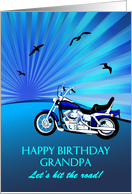 Grandpa Birthday Motorbike Sunset card