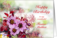 Foster Mother Birthday Pink Flowers card