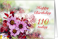 110th Birthday Day Pink Flowers card