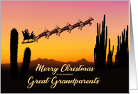 Great Grandparents Christmas Santa and Reindeer Over The Desert card
