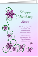 Add A Name Birthday with Scrolls and Flowers card