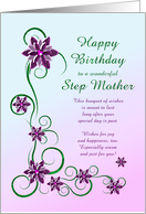 Step Mother Birthday with Scrolls and Flowers card