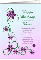 Boss Birthday with Scrolls and Flowers card