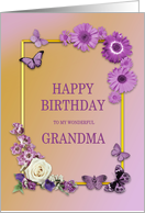 Grandma Birthday Flowers and Butterflies card