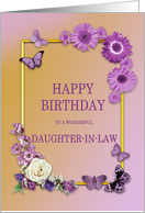 Daughter In Law Birthday Flowers and Butterflies card