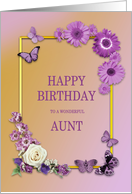 Aunt Birthday Flowers and Butterflies card