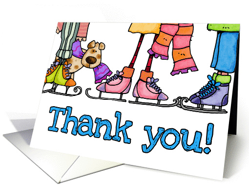 Thank You - Mixed Group Ice Skating Party card (1361792)