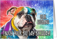 Husband Big Gay Birthday English Bulldog card