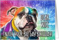 Wife Big Gay Birthday English Bulldog card