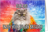 Dad Big Gay Birthday Persian Cat card