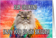 Girlfriend Big Gay Birthday Persian Cat card