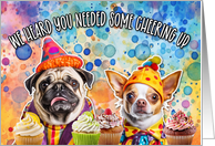Pug and Chihuahua Cupcakes Cheer Up card