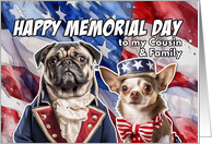 Cousin and Family Happy Memorial Day Patriotic Dogs card