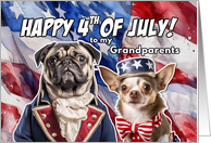 Grandparents Happy 4th of July Patriotic Pug and Chihuahua card