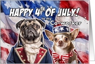 Colleague Happy 4th of July Patriotic Pug and Chihuahua card