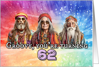 62 Years Old Hippie Birthday card