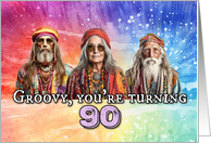 90 Years Old Hippie Birthday card
