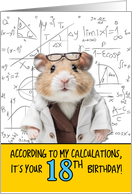 18 Years Old Birthday Math Hamster card