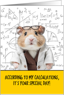Birthday Math Hamster card