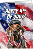 Happy 4th of July Patriotic Rhodesian Ridgeback card