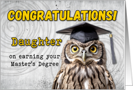Daughter Master’s Degree Congratulations Owl card