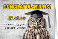 Sister Master’s Degree Congratulations Owl card