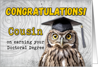 Cousin Doctoral Degree Congratulations Owl card
