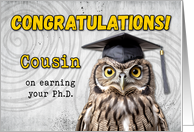 Cousin Ph.D. Congratulations Owl card