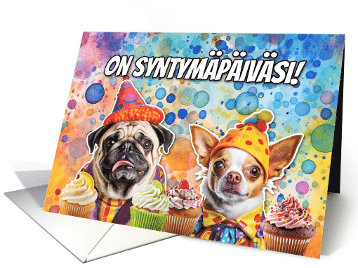 Finnish Pug and Chihuahua Cupcakes Birthday card (1777830)