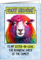 For Sister in Law Happy Birthday Rainbow Sheep card