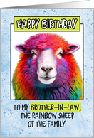 For Brother in Law Happy Birthday Rainbow Sheep card