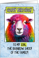 For Son Happy Birthday Rainbow Sheep card
