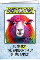 For Mom Happy Birthday Rainbow Sheep card