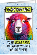 For Great Aunt Happy Birthday Rainbow Sheep card