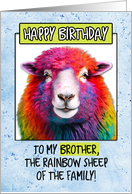 For Brother Happy Birthday Rainbow Sheep card