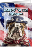 Happy 4th of July Birthday Patriotic English Bulldog card