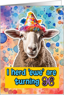 96 Years Old Happy Birthday Sheep card