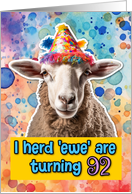 92 Years Old Happy Birthday Sheep card