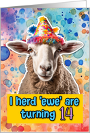 14 Years Old Happy Birthday Sheep card