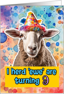 9 Years Old Happy Birthday Sheep card