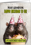 Grandson Shared Birthday Cupcake Rats card