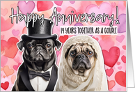 14 Years Wedding Anniversary Pug Bride and Groom card