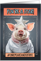 1 Year Cancer Free Cancer Congrats Star Piglet card