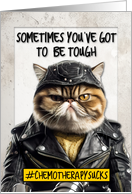 Chemo Therapy Sucks Encouragement Biker Cat card