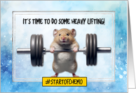 Start of Chemo Encouragement Weight Lifter Mouse card