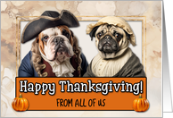 from Group Thanksgiving Pilgrim Bulldog and Pug couple card