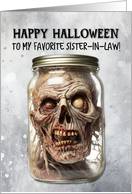 Sister in Law Zombie in a Jar Halloween card