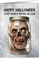 Mother in Law Zombie in a Jar Halloween card